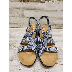 Clarks Collection Merliah Rose Navy Snake Strappy Sandals Size 10